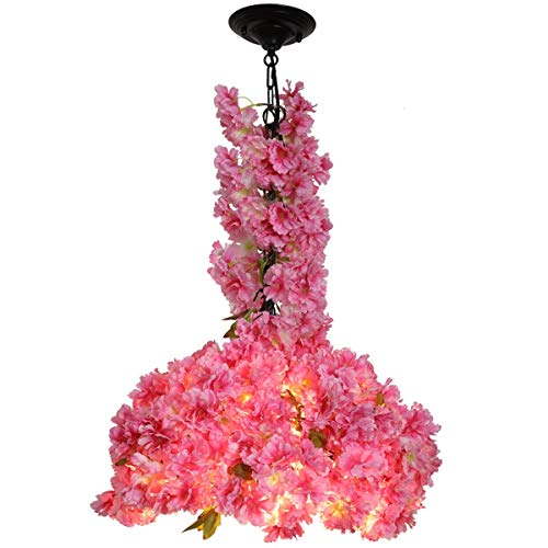 Moderne Simulation PVC Blumen Pendelleuchte Pastoral Romantische Rosa Blumen Kronleuchter Für Esszimmer Bar Cafe Restaurant Dekoration E27