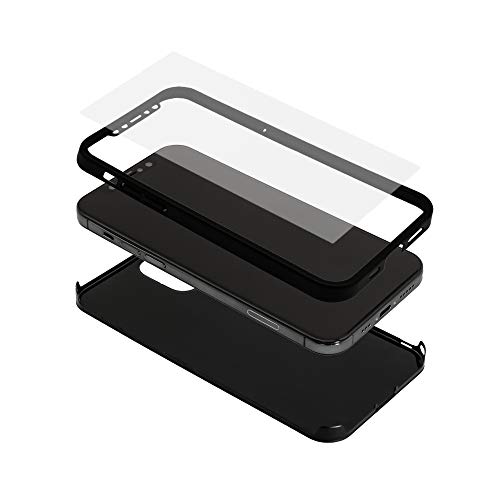 オウルテック iPhone 12/12 Pro用 360°包み込んでキズから守る 画面保護ガラス付きフルカバーハードケース FULL COVER HARD CASE ブラック OWL-CVIC6110-BK