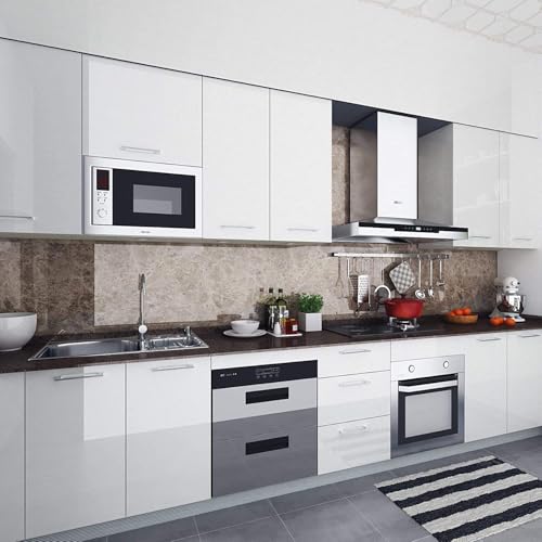 Image of WISDOM White Glossy Vinyl Wallpaper Self Adhesive Removable Waterproof Countertop Paper White Contact Paper for Cabinet Countertop Furniture Kitchen (15 x 60 inch, Vinyl Glossy Wallpaper)
