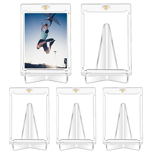 TNSLAND 5-Piece Magnetic Card Holder Set, 35PT Plastic Frame, UV Protection, Transparent