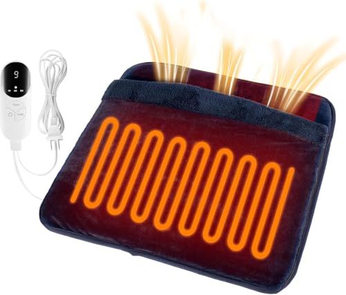 Pupdumm Electric Foot Warmer Heating Pads with Fast Double Side Heated Technology, 3 Timer Settings & 9 Heat Levels, 6-Layers Heat Retention Fabric, Christmas Gifts for Man/Women, 22'×20' (Navy Blue)