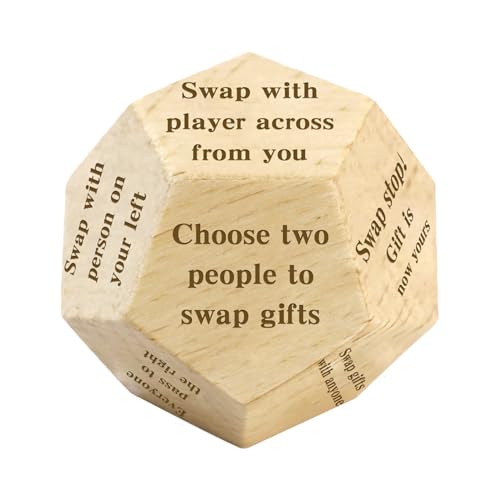 Swap Gift Exchange Dice, Gift Exchange Dice Games for Families Wooden Funny Christmas Dice Gift...