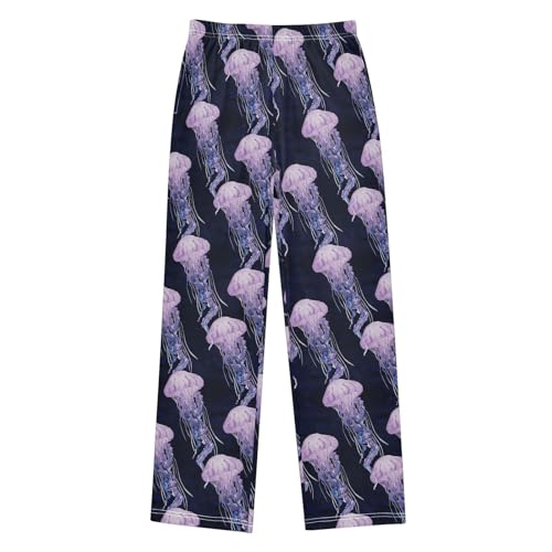 ZZXXB Sea Jellyfish Pattern Boys Long Pants Soft Trousers Elastic Waist Kids Lounge Bottoms with Pockets S-XL