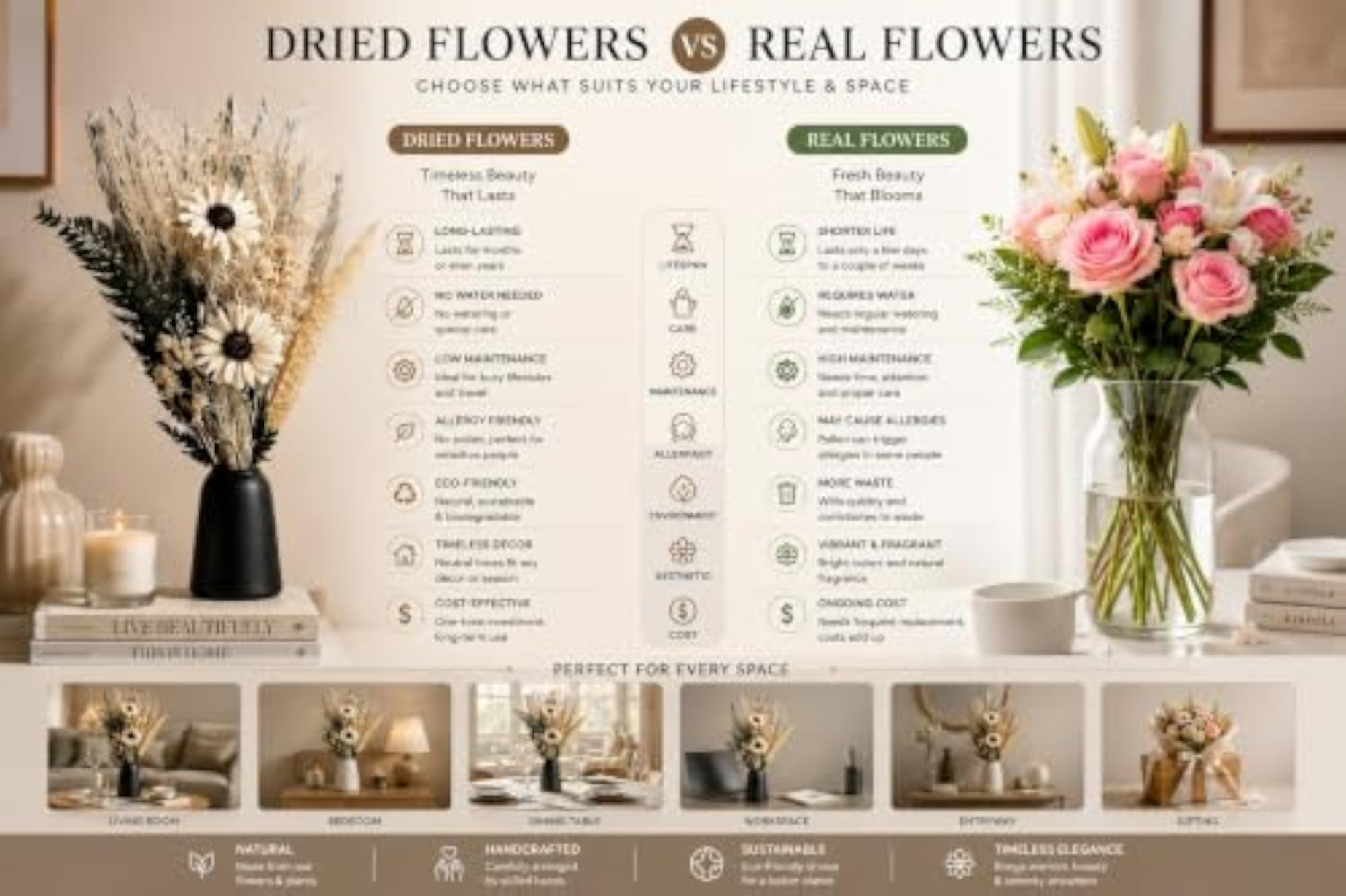 Luxe Ivory Dried with Vase Pot | Elegant Home Decor