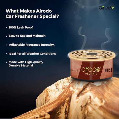 Image of Airodo One Musk Organic Car Perfume, Strong Fiber Air Freshener to Freshen'up Your Car - Car Accessories interior car perfumes and fresheners (50g with 2 Refill)
