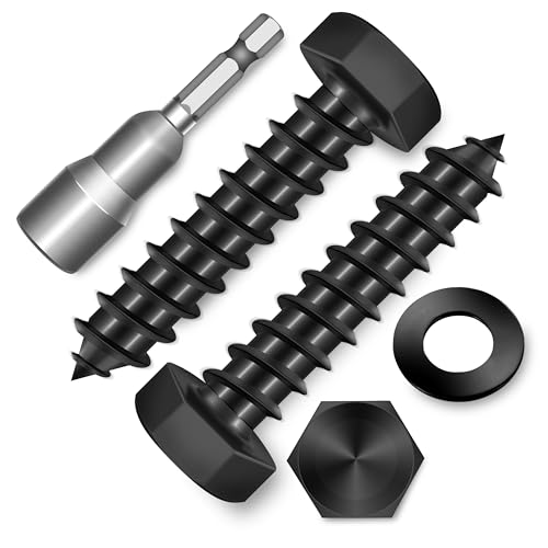 (10-Set) 3/8 x 1-1/2" Lag Screws, Stainless Steel Heavy Duty Hex Head Lag Bolts for Wood, Commercial/Industrial Grade 1/4 Bolts, Mounting Screws Bolts Kit, Black Oxided by Marysino