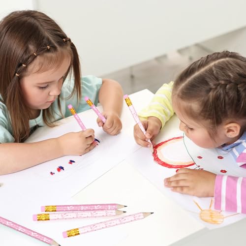 Lápices cortos con borrador lazo rosa 50 uds 4 pulg miniatura 7