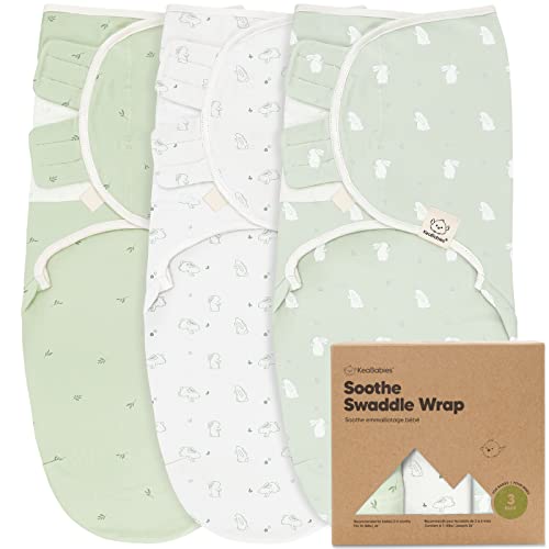 Image of KeaBabies 3-Pack Organic Baby Swaddle Sleep Sacks - Newborn Swaddle Sack, Ergonomic Baby Swaddles 0-3 Months, Swaddles for Newborns,Baby Sleep Sack,Baby Swaddle Blanket Wrap,Baby Essentials (Bunnies)