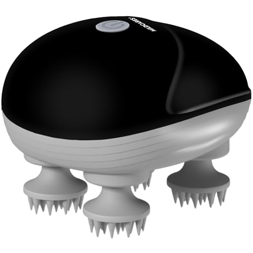 Image of MildCares Smart Electric Head & Scalp Massager - 96 Silicone Kneading Points | Waterproof, Rechargeable Hair Massager for Growth & Stress Relief | Portable Massage Machine for Head, Neck & Shoulders (Black, 1‑Year Warranty)