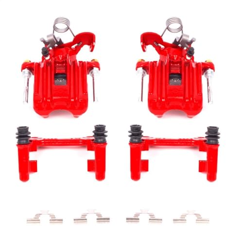 Image of Power Stop Rear S2890A Pair of High-Temp Red Powder Coated Calipers For Audi A4 2003-2005 | Audi A4 Quattro 2003-2006 /Audi A4 2003-2005 | Audi A4 Quattro 2003-2006 [Vehicle Specific]