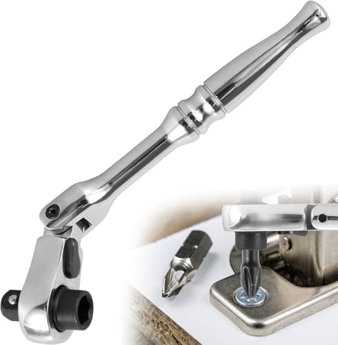 Image of NIHUIFDPY 1 /4 inch Mini Ratchet Wrench & Bit Driver, 2 in 1 Flex Head Stubby Ratchet Handle with Reversible Switch, 72-Tooth 5 Swing Arc for Tight Spaces, Chrome Vanadium Steel, 115mm