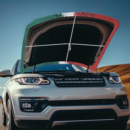 Image of Hood Cover for Compact Sedan SUV Trucks, 59x39 inches Mexican Flag Stretchable Car Hood Wrap Blankets, Waterproof Automotive Exterior Accessories