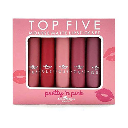 Italia Deluxe Top Five Mousse Matte Lipstick Set Pretty N Pink