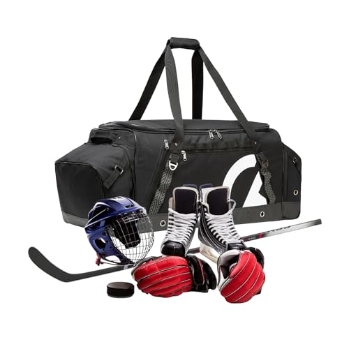 TRAILKICKER Hockeytasche, extra großer Hockey-Rucksack, für alle Hockey- oder Feldhockey-Ausrüstung, zwei Schlägerhalter und separates Stollenfach, Schwarz