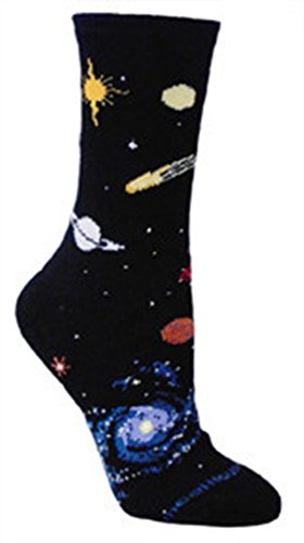 Birsppy Celestial Space Black Ultra Lightweight Cotton Crew Socks - Made in...