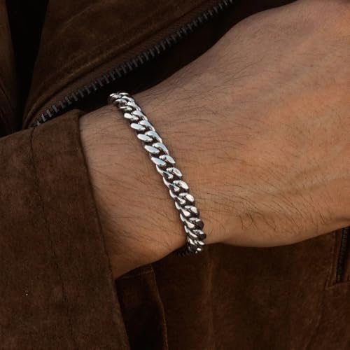 Pulsera para hombre de acero inoxidable 316L, cadena cubana 9 mm miniatura 3