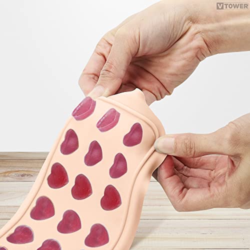 Chaojia Ice Cube Tray With Lid Stars Moons Love Hearts Shape 24 Cavity Silicone Safe Durable Whiskey Ice Ball Maker Kitchen Tools (Love-Pink)… #TOP5