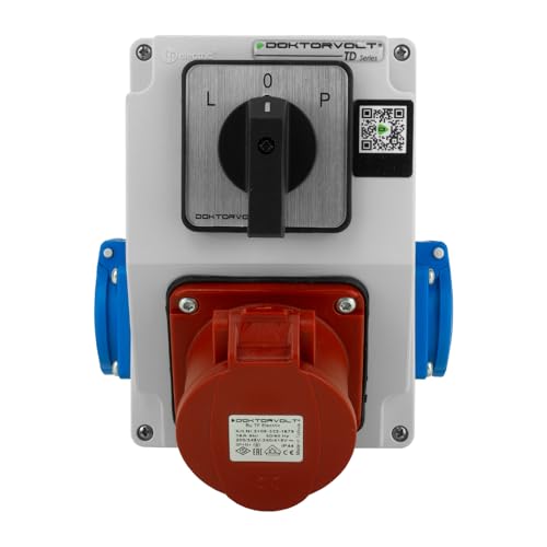 Doktorvolt Stromverteiler Wandverteiler 16A 2x230V Mit Nockenschalter IP44 Komplett Verdrahtet DV-5244-D