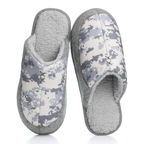 Image of GOEWY Mens Two-Tone House Slippers with Memory Foam Cozy Warm Slip On House Shoes for Indoor Outdoor Gifts for Men Him Dad
