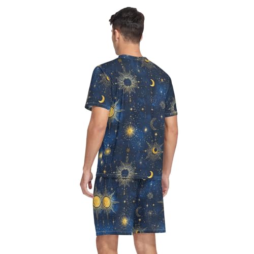Star and Moon Men’s Pajama Sets Short Sleeve Shirt and Pants with Soft Touch Fabric2