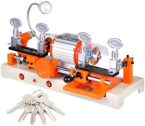 Upgraded 180W Horizontal Key Cutting Machine with Copper Motor, Polishing Brush, Adjustable Multi-Directional Clamps - Durable Tool for Professional Locksmiths