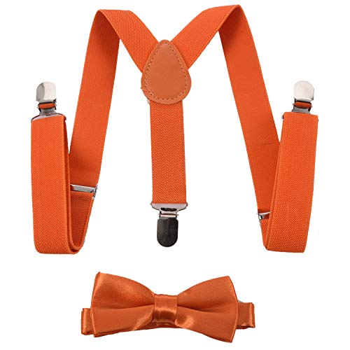Tskcvy NiñOs NiñOs NiñOs NiñAs Tirantes con Clip Tirantes EláSticos Ajustables con Pajarita Naranja