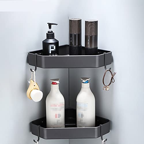 Étagère de rangement de douche d'angle en alu gris avec panier d'égouttage - 2
