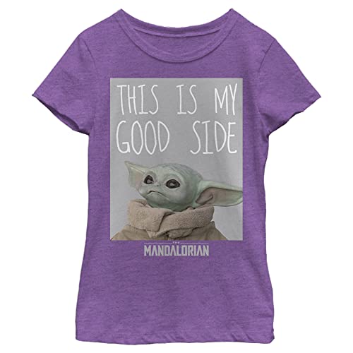 Star Wars Mandalorian Good Side Girls Short Sleeve Tee Shirt, Purple Berry, Small