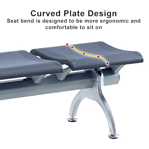 Asiento de sala de espera sin brazos azul en acero de alta resistencia 4