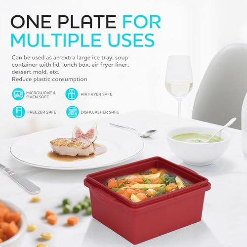 Image of Xomoo 2 Cup Silicone Freezer Trays with Lids, Silicone Soup Freezer Molds - Leakproof, BPA-Free, Stackable, Microwave & Dishwasher Safe, Perfect for Soups, Sauces, Meal Prep, and Baked Goods - 4 Pack