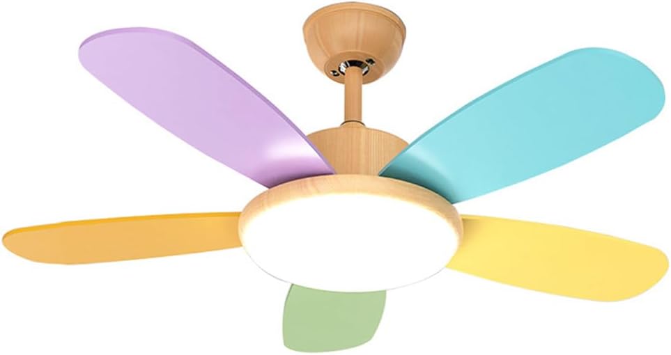 Ceiling Fans With Light Modern Colorful Ceiling Fans With Lights And Remote 5 Reversible Blades Ceiling Fans Lamps 48W Flush Mount Ceiling Fan Light 6 Speeds Fans Fixture For Bedroom Kids Room