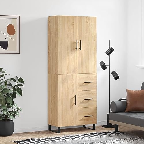 Mueble de madera Sonoma Roble de alta durabilidad: armario alto con puertas y patas metalicas 2