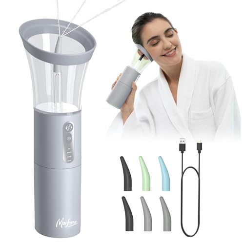 Eliminador de Cerumen Morfone, Funcionamiento con una Sola Mano, 4 Modos, Advertencias de Seguridad, IPX6 Resistente al Agua, Limpiador de oídos con 5 Boquillas, Limpiador de oídos para Adultos(Gris)