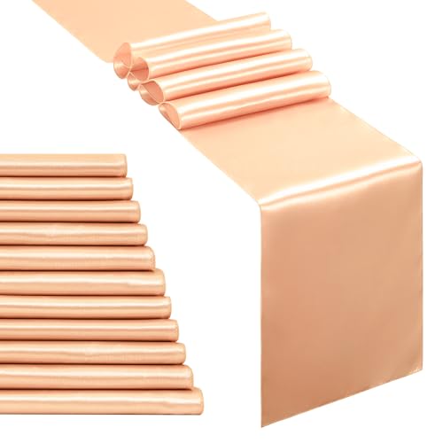Counfeisly Peach Satin Table Runners, 12pcs, 12' x...