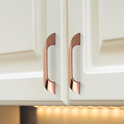Image of LAPO 4 Inch Cabinet Handles for Kitchen Units, Suitable for Wardrobe and Pooja Mandir, Scratch Resistant Surface, DIY Installation, 3 Years Warranty (96mm, PVD Rose Gold Finish, Pack of 2) - Twist