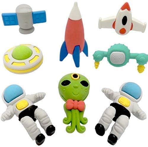 Image of 12Pcs Set Space Pattern Theam Eraser | Return Gifts for Kids Birthday | School Kids Return Gift | Cute Eraser Set | Non Toxic Eraser for Kids | Stationery Items Return Gifts