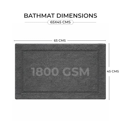 Image of Premium Combed Cotton Tufted Bathmat 45 x 65 cm, 1800 GSM Soft Absorbent Anti Skid Bathroom Floor Mat with Latex Backing, Quick Dry Non Slip Bath Rug for Shower & Daily Use, Race Track Grey