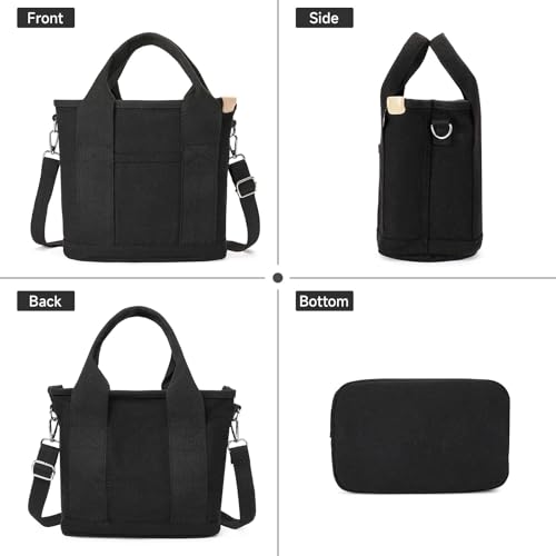 Bolso tote pequeño de lona para mujer con cierre miniatura 4