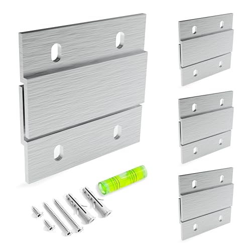 Image of French Cleat Hanger Kit 2 inch 4 Pairs 30 lb Z Hanging Heavy Picture Mirror Frame Wall Mounting Bracket Aluminum Hardware Duty Hooks Drywall Clips Large Canvas Painting Headboard Whiteboard