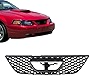 JustDrivably Replacement Parts Front Grille Grill Assembly With Black Shell And Insert With Chrome Emblem Opening Molding Trim Compatible With Ford Mustang 1999 2000 2001 2002 2003 2004