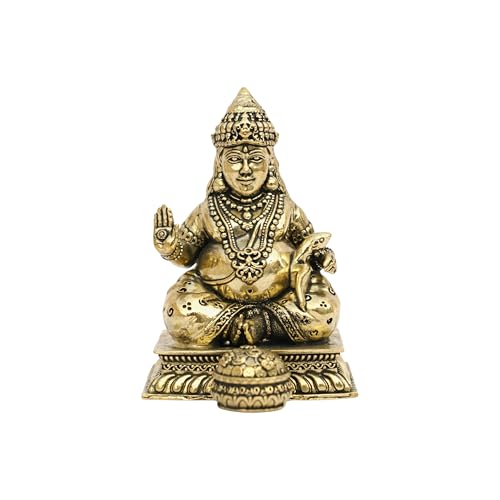 Image of Brass Kuber Statue | Height-7 cm Aprrox. | Weight-105 Gram Approx. | Vastu Idol for Home and Office | Zonal Placement-North |