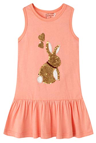 Honglang Vestido casual de manga corta de algodón para niñas de verano e invierno, vestido de túnica con apliques Cover