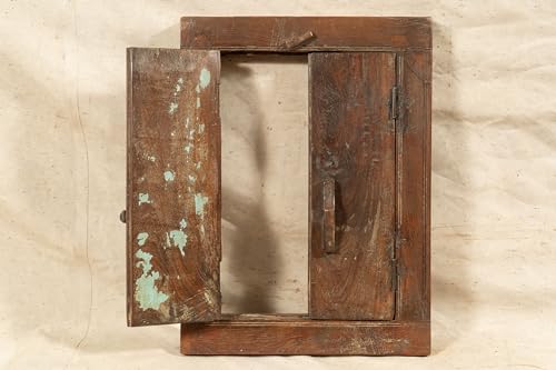 Biscottini Innentür Fenster L 43,5 x T 7,5 x H 58,5 cm - Holztür - Türen für Innen und Außen - Wohnkultur