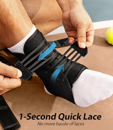 Image of ZOELION Quick Lace Up Ankle Brace with Side Stabilizing Pads, Slim Fit Ankle Support Brace, Adjustable & Breathable Ankle Support for Men Women, Ankle Stabilizer for Sprain,Injury Recovery,Sports,M