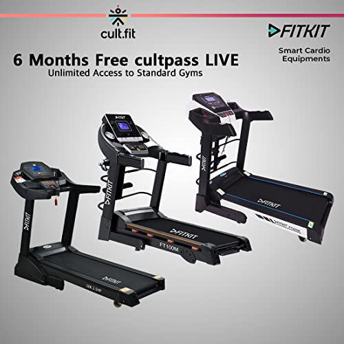 Image of Fitkit FT200 Series (4.5HP Peak) DC-Motorized Treadmill - Black (Inclination: Auto, Max Weight: 110 Kg )