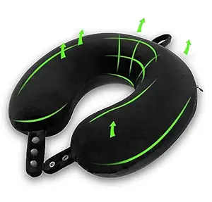 Swiner Premium Neck Pillow Multipurpose for Neck Rest | Neck Pillow for Travel, Neck Pain, Sleeping, Flight Travel Pillow with Comfortable Velvet (Black)