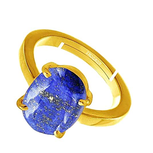 Lapislázuli 3,25 Ratti o 3 quilates astrológicamente certificado, piedra natural Panchdhatu/5 metales chapado en oro, anillo ajustable unisex – 2V4325-B09H4DHJ, S, Piedra preciosa.