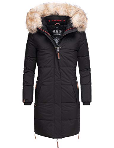 Preisvergleich Produktbild Navahoo Damen Wintermantel Steppmantel mit abnehmbarem Kunstfell Halina Schwarz Gr. L