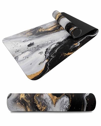 Debedcor Heat Proof Table Pads Waterproof Decorative, Grey Black Marble Texture Non-Slip Table Countertop Protector, Abstract Art Geometric Insulation Mat for Kitchen Room, 40 x 12 Inches