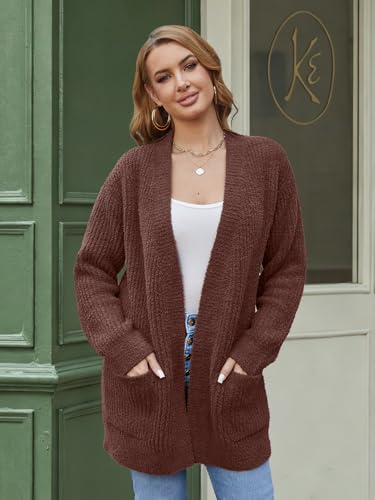 Image of Snuggle Sac Cardigan Sweaters for Women with Pocket Trendy Casual Long Sleeve Tops Open Front Fall Winter Coats